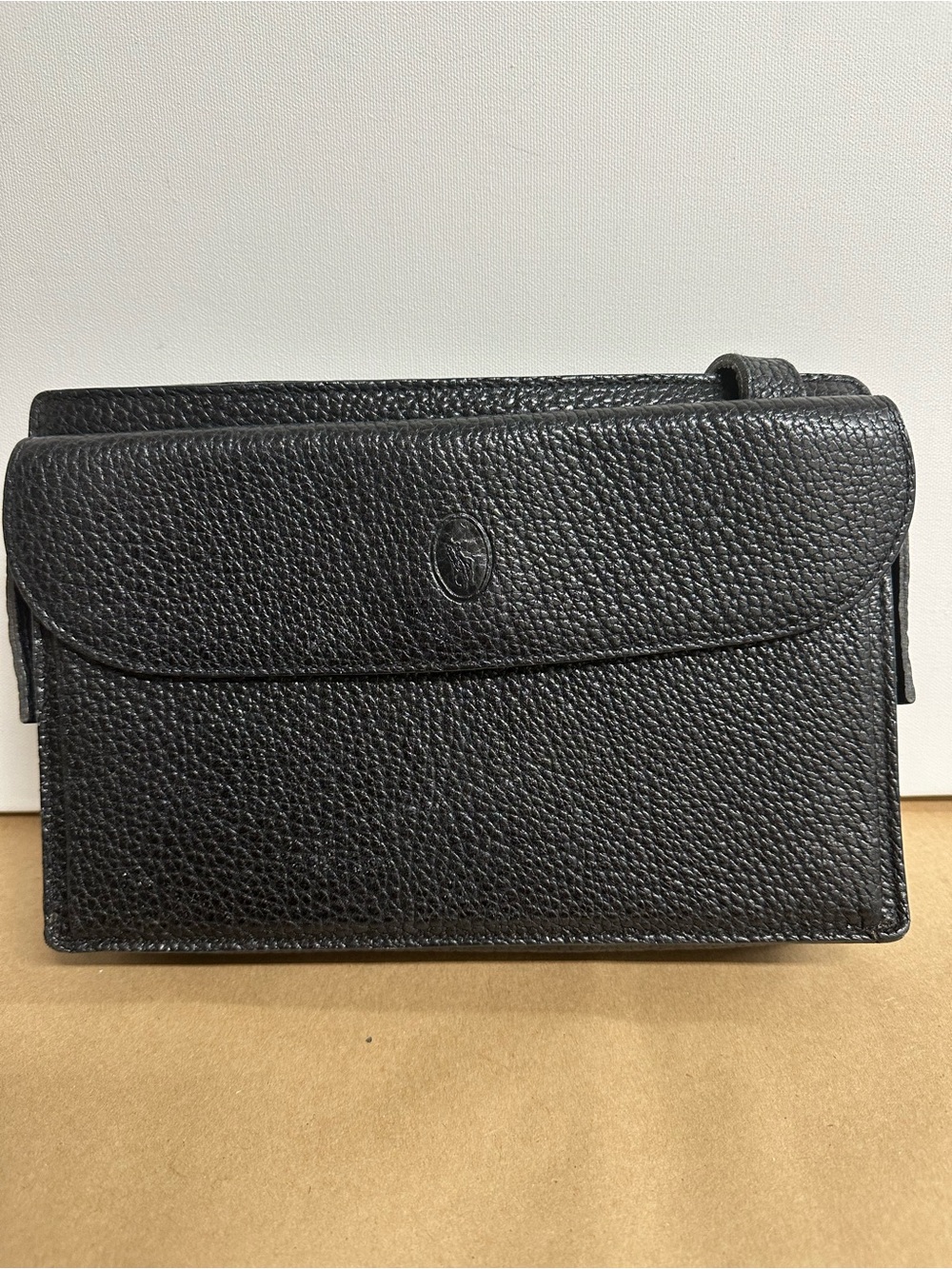 Ralph Lauren Black Leather Crossbody Bag - Classic Pebbled Design